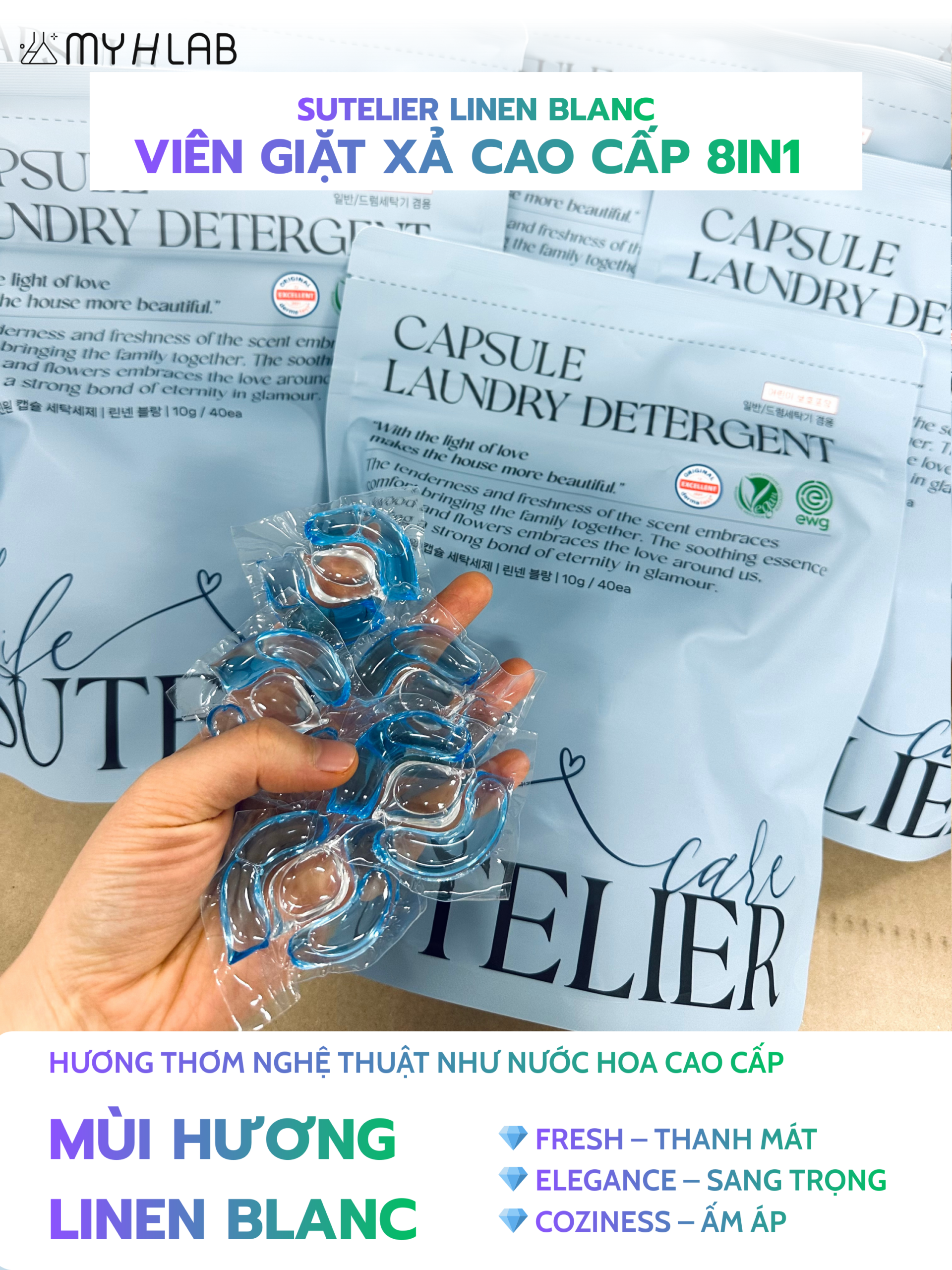 VIÊN GIẶT XẢ CAO CẤP 8IN (5 TÚI) - Ảnh 3