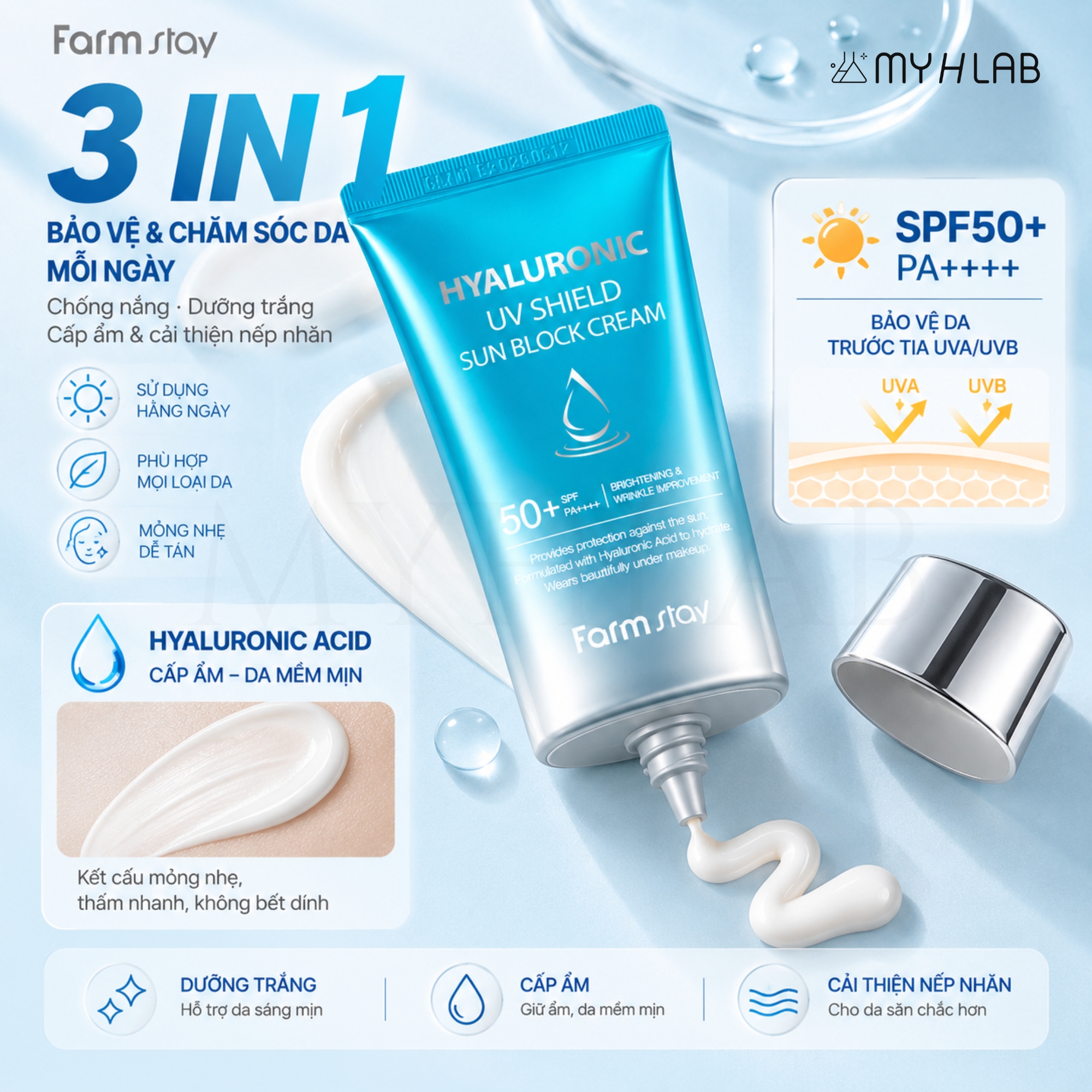 KEM CHỐNG NẮNG DƯỠNG ẨM XANH 3 IN 1 - Ảnh 5